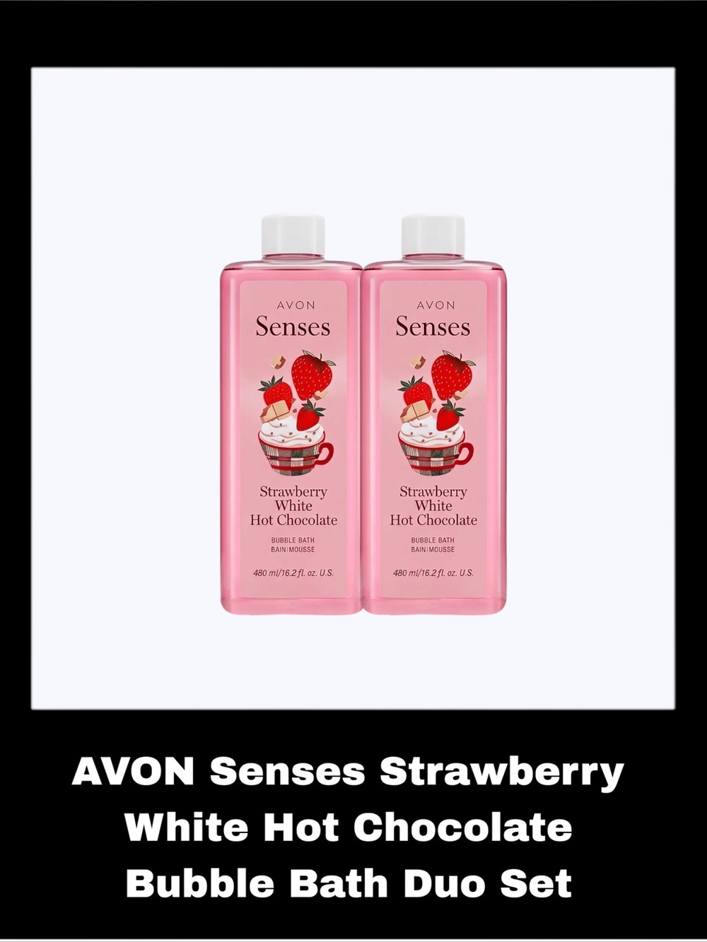 AVON Senses Strawberry & White Hot Chocolate Bubble Bath Duo Set